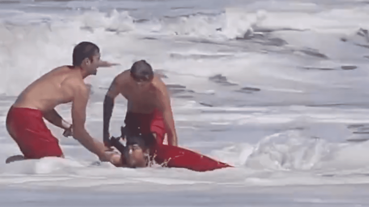 Lifeguards Rescue Boy From Powerful Waves at Santa Cruz Beach in Heart Pounding Video