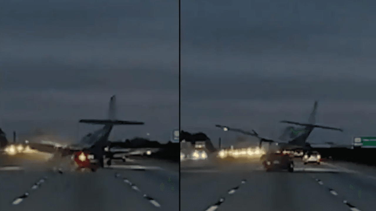 Small Plane Crash-Lands on I-95, Lands on Moving Car During Florida Rush Hour