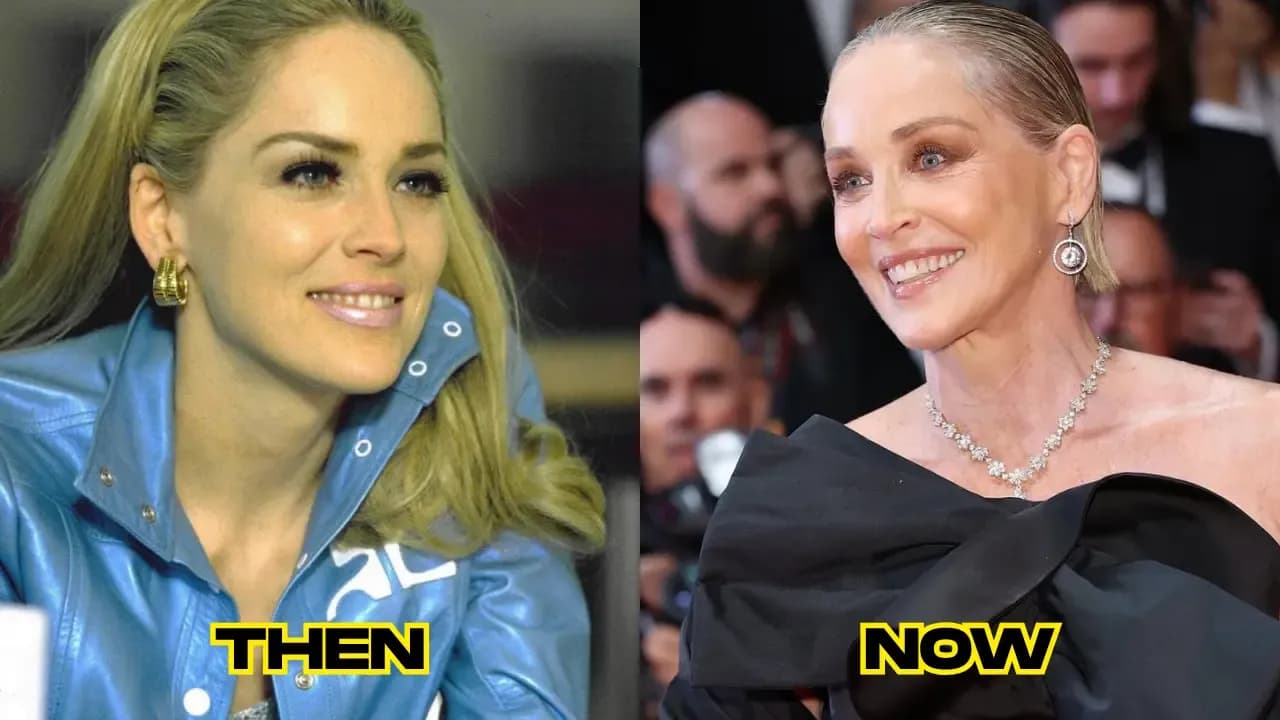 Sharon Stone then and now