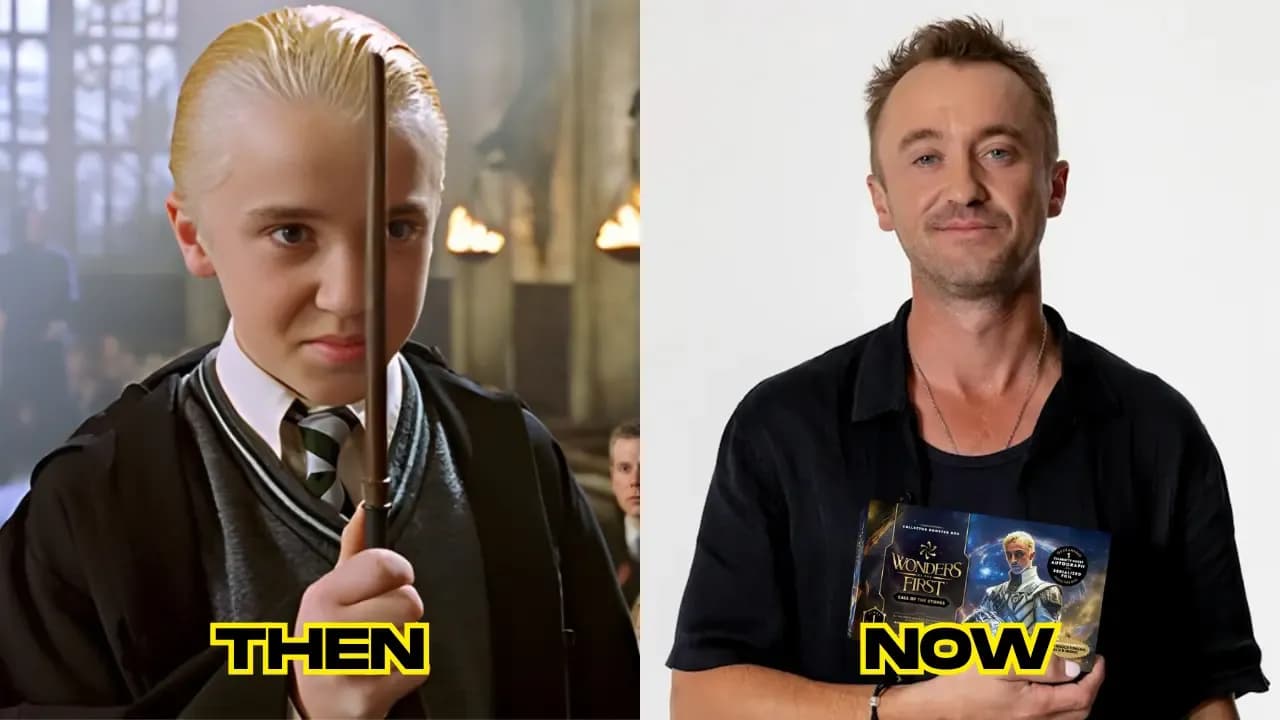 Tom Felton then and now