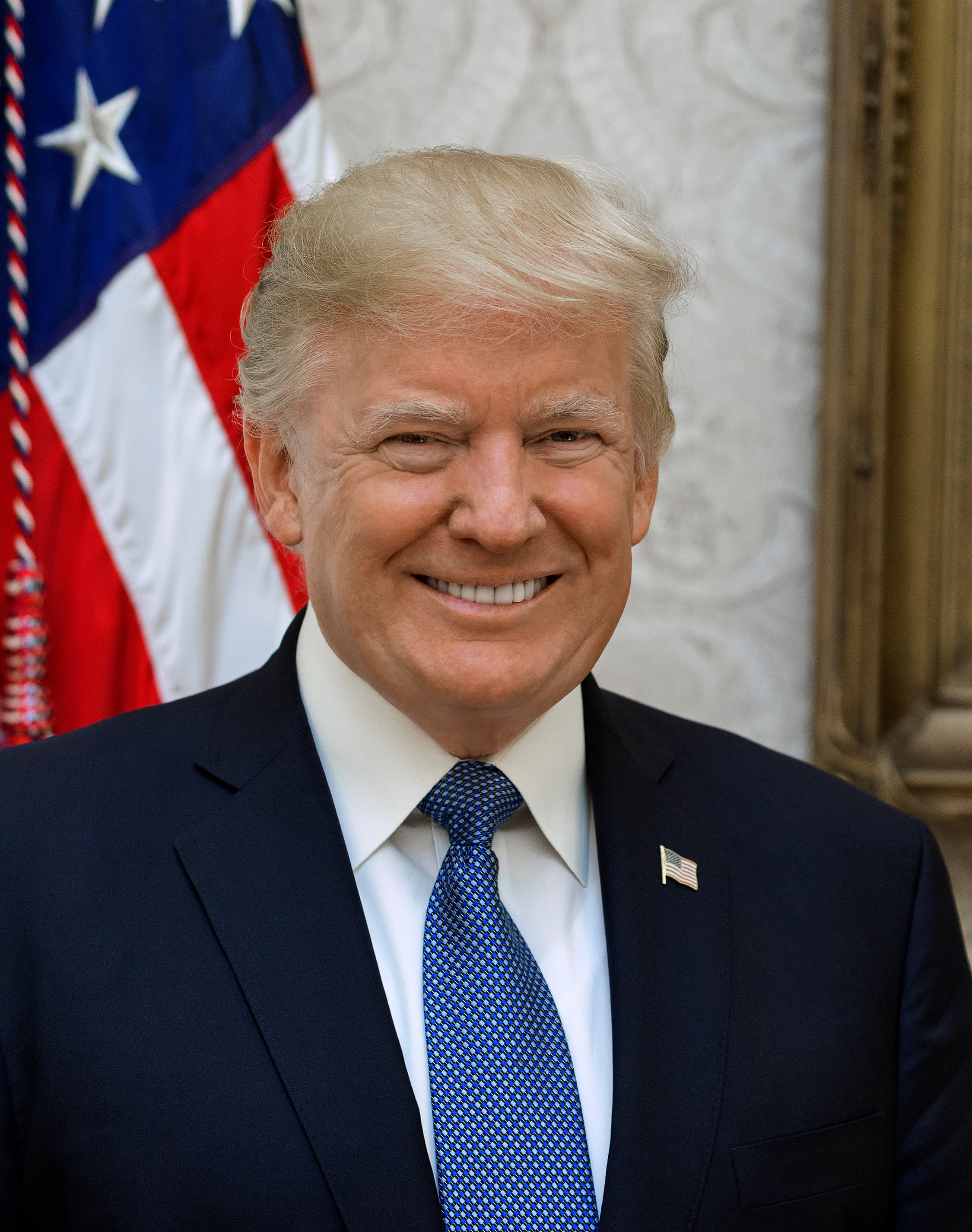 Official portrait of Donald Trump, illustrating his comments about renaming the Atlantic Ocean