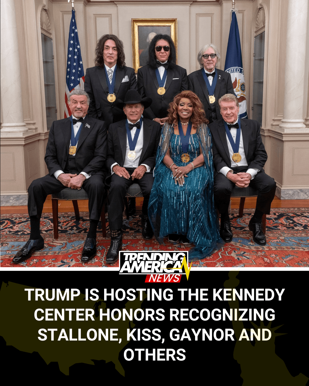 Trump is hosting the Kennedy Center Honors recognizing Stallone, Kiss, Gaynor and others