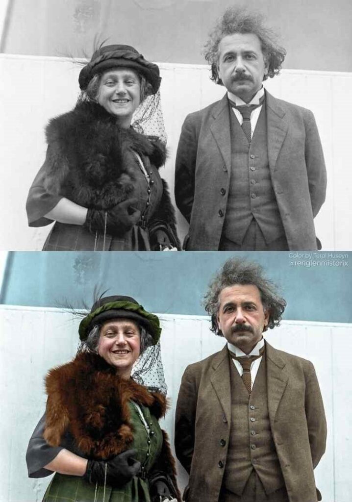 Albert Einstein and his wife Elsa Einstein sailing for home on the SS Celtic, 31 May 1921.