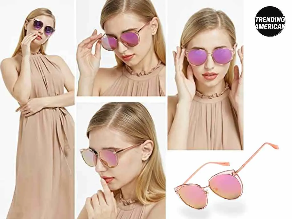 DUCO Fashion Metal Round Designer Sunglasses for Women