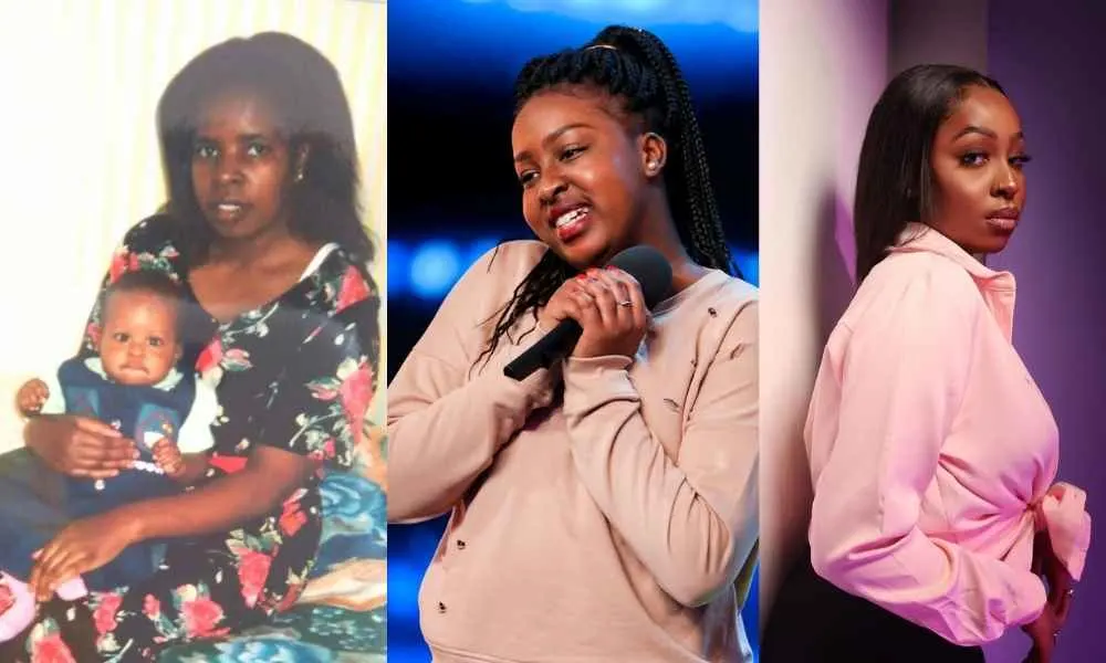 Sarah Ikumu as a child with her mother, Sarah in BGT 2017 and now