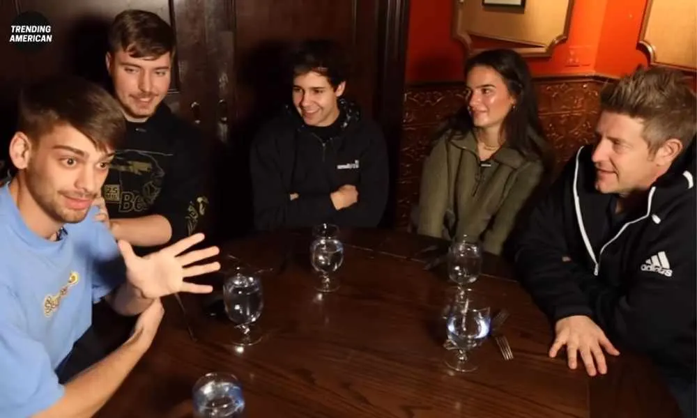 MrBeast with his friends in I Ate a $70,000 Golden Pizza Video
