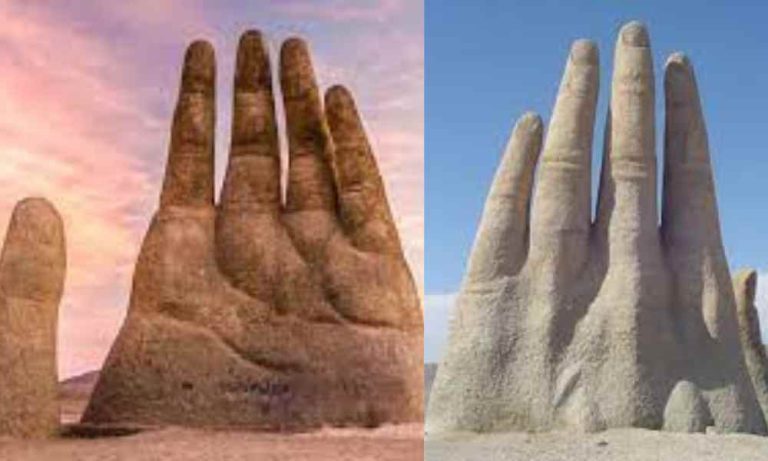 The Gigantic Hand Rising Out Of An Arid Desert in Chile!