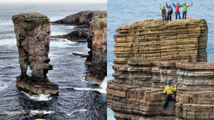 An Unbelievable Climb Up the Castle Sea Stack In Scotland | 30 Meters Tall Rock Surrounded By Rough Oceanwaters!