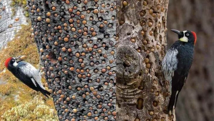 Careful Craft Of Woodpeckers Preparing For Winter | Their Winter Homes Can Store 50,000 Acorns!