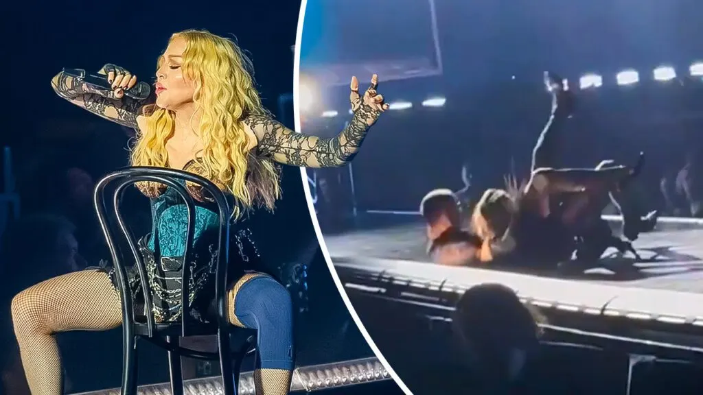 Madonna Falls On Stage and Bounces Back, Proving She is The Pop Queen.