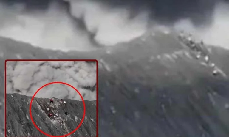 Panicked Climbers Run For Their Lives As The Active Volcano Erupts!