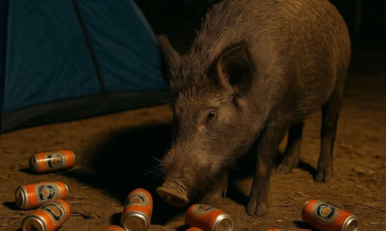 A Feral Pig Stole And Drank 18 Cans of Beer From Campers, Fought With A Cow And Then Passed Out!